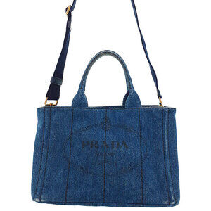 PRADA Canapa Denim Handbag Bag